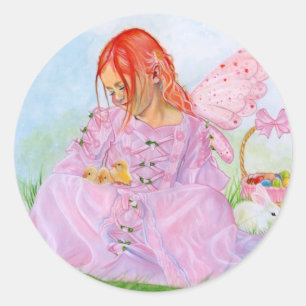 Rond Sticker Bunny Fairy Spring Pâques