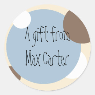 Rond Sticker cadeau Cercles bleus et Brown (personnalis