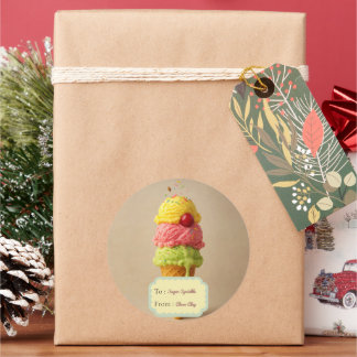 Rond Sticker cadeau crème glacée weet - Avec/de Étiquet