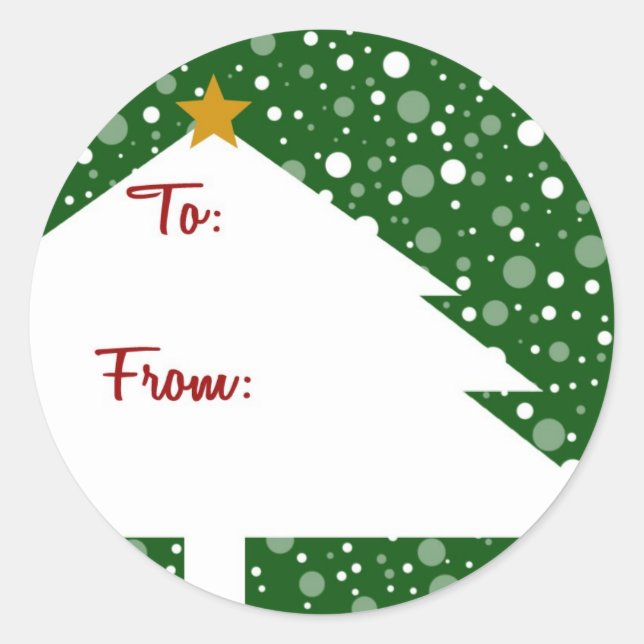 Rond Sticker cadeau de l'arbre de Noël (Devant)