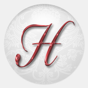 Rond Sticker cadeau de Noël Monogramme rouge - Customis