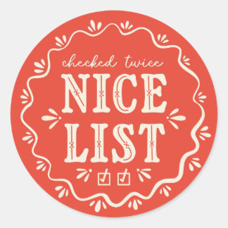 Rond sticker cadeau de Noël Nice Liste de boho