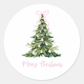 Rond Sticker cadeau de Noël rose joyeux