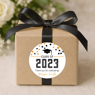 Rond Sticker cadeau moderne Jaune Graduation