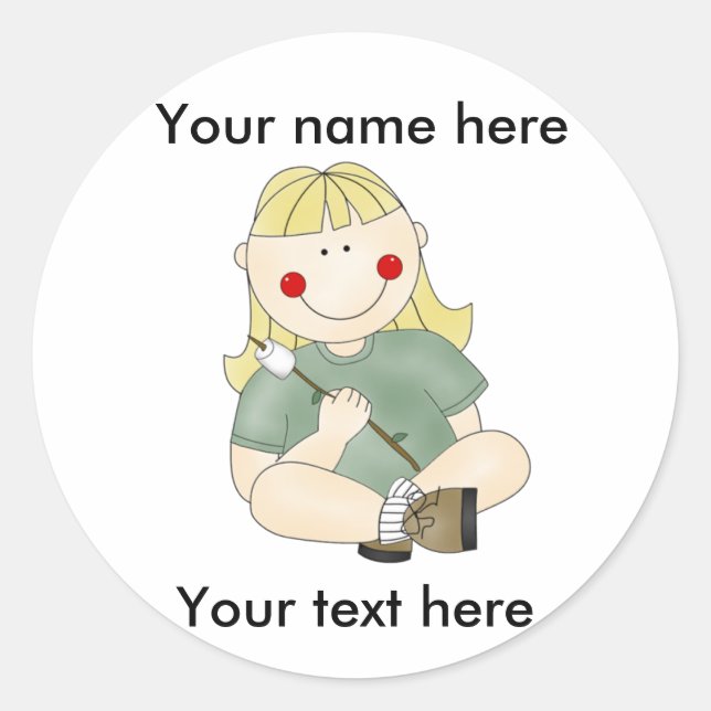 Rond Sticker CAMPING FILLE PERSONNALISÉ (Devant)