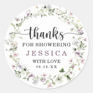 Rond Sticker Carré Rustique Fleur sauvage Merci Favoris