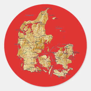 Rond Sticker Carte Danemark