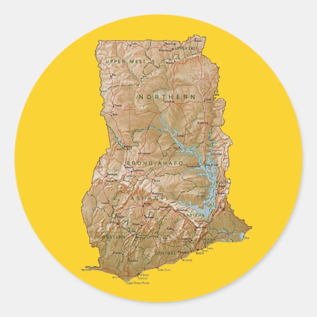 Rond Sticker Carte du Ghana (Devant)