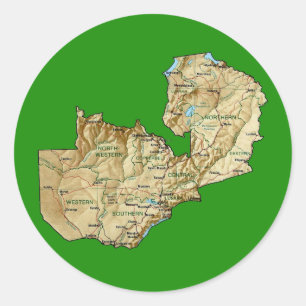 Rond Sticker Carte Zambie