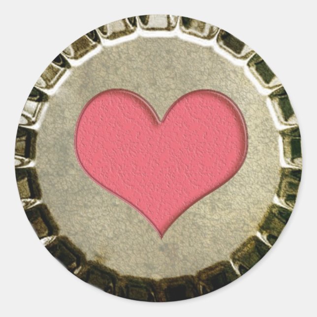 Rond Sticker casquette de bouteille de coeur (Devant)