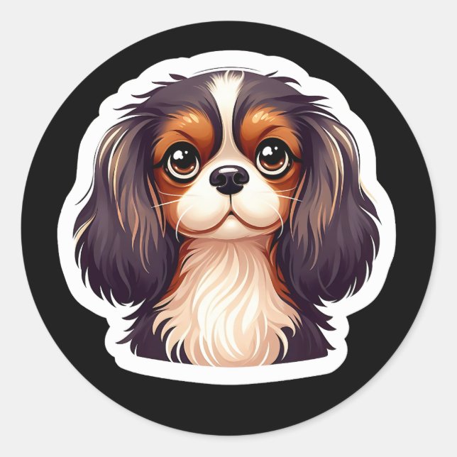 Rond Sticker Cavalier King Charles Spaniel (Devant)