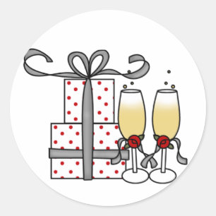 Rond Sticker Champagne et Cadeaux