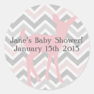Rond Sticker Chevron Rose Bébé & Rose/Gris