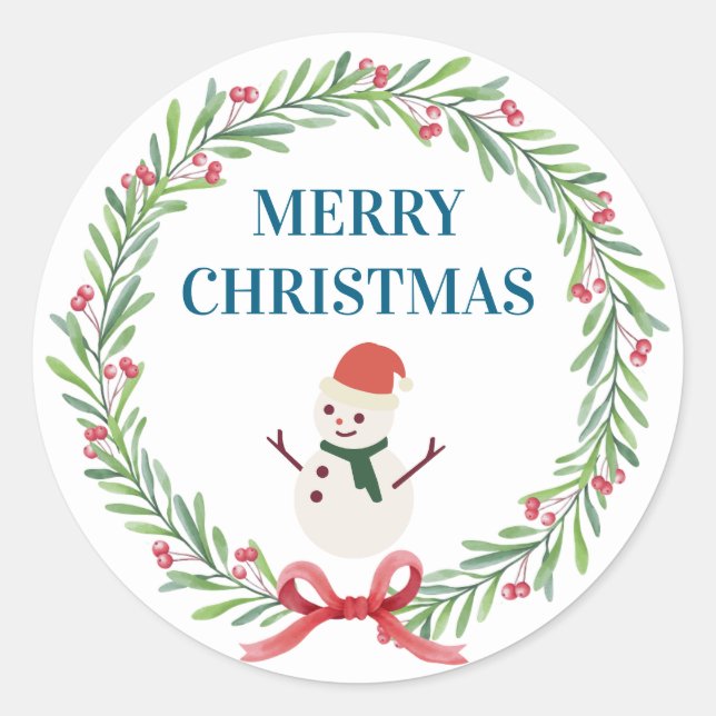 Rond Sticker Christmas Tree Snowman Christmas Party  I (Devant)