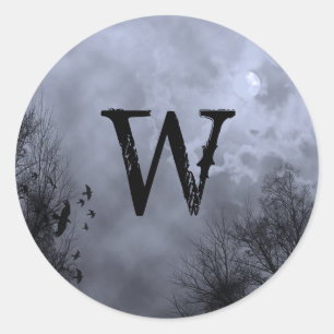 Rond Sticker Ciel Hauné Initiale Bleu Personnalisé