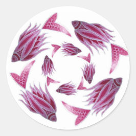 Rond Sticker circulaire de poisson rose