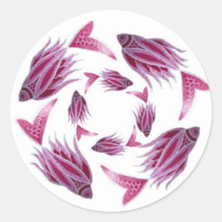 Rond Sticker circulaire de poisson rose
