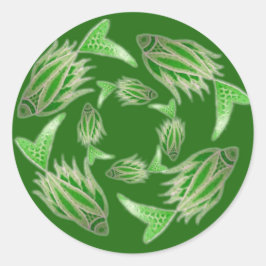 Rond Sticker circulaire de poisson vert