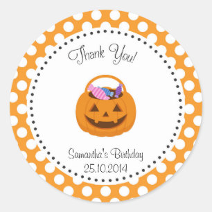 Rond Sticker citrouille d'anniversaire d'Halloween