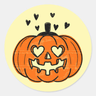 Rond Sticker Citrouille mignon