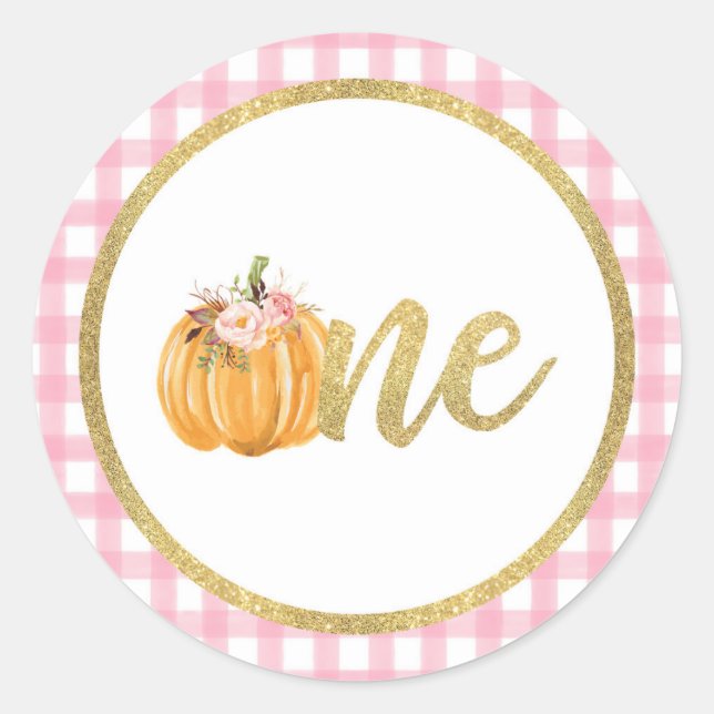 Rond Sticker citrouille Premier Anniversaire - Plaid Ro (Devant)