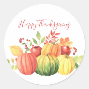 Rond Sticker Citrouille rustique Thanksgiving