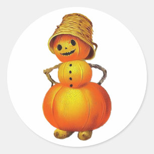 Rond Sticker Citrouille vintage Jolly