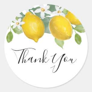 Rond Sticker Citrus Lemon à thème Merci Favoriser