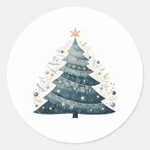Rond Sticker classique Arbre de Noël