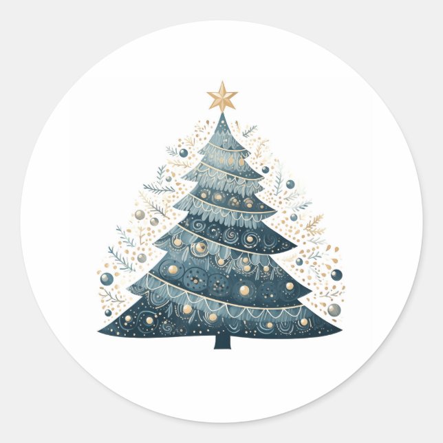 Rond Sticker classique Arbre de Noël (Devant)