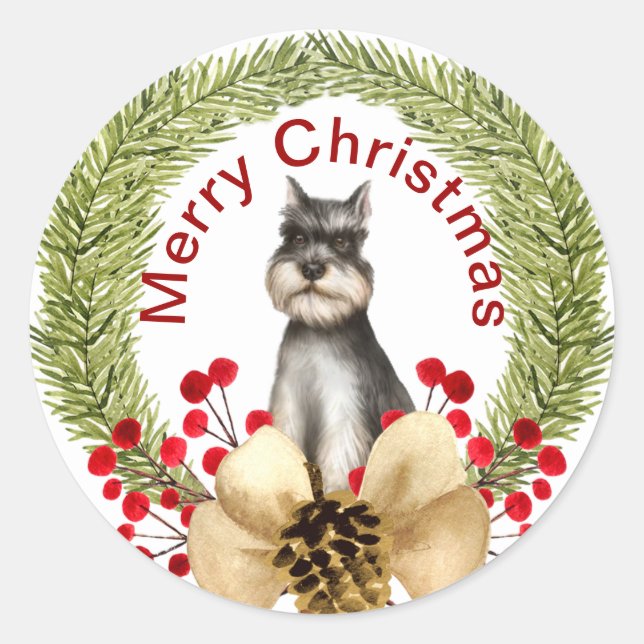 Rond Sticker classique de Noël Schnauzer (Devant)