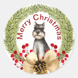 Rond Sticker classique de Noël Schnauzer