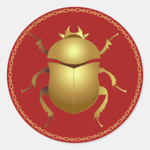 Rond Sticker classique en or égyptien Scarab