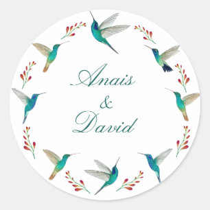 Rond Sticker classique Mariage d'été pour colibri