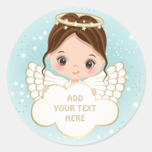 Rond Sticker Cloud de Nativité mignon Angel tenant