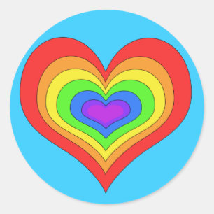 Rond Sticker Coeur arc-en-ciel