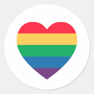 Rond Sticker Coeur Arc-en-ciel