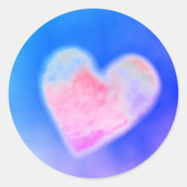 Rond Sticker COEUR NUAGE ROSE