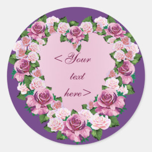 Rond STICKER COEUR rose PERSONNALISÉ
