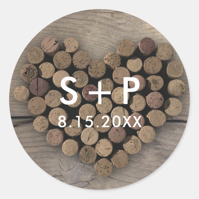 Rond Sticker Coeur Vin Cork (Devant)