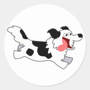 Rond Sticker Collie Bordure Cartoon Couture