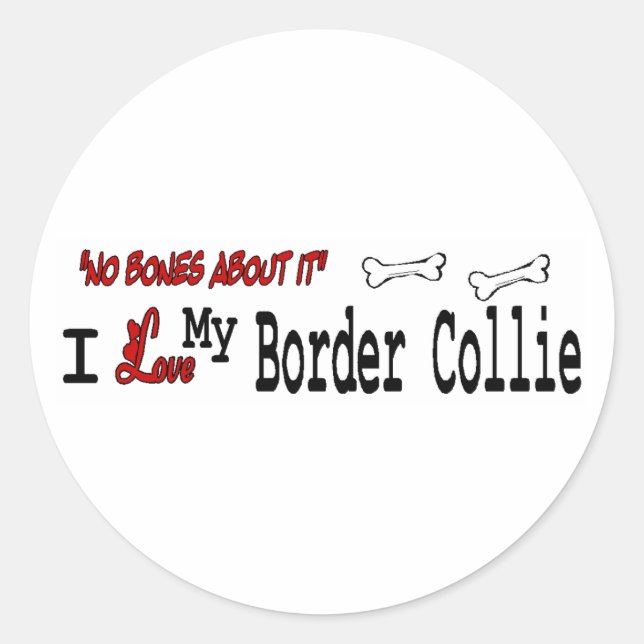 Rond Sticker Collie Bordure (I Love) (Devant)