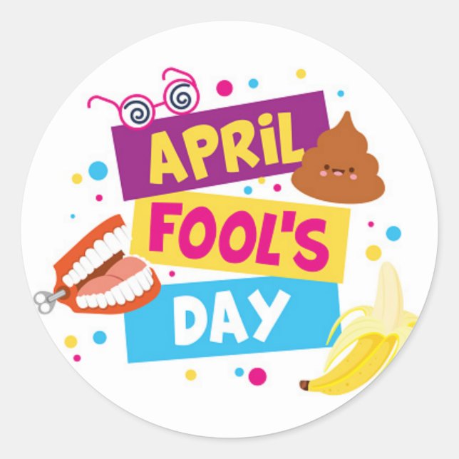 Rond Sticker coloré April Fools Day (Devant)