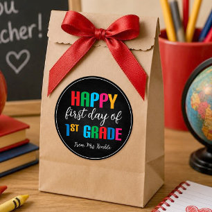 Rond Sticker Coloré Chalkboard 1ère année scolaire