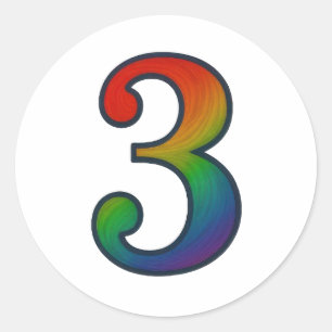 Rond Sticker coloré numéro trois