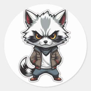 Rond Sticker cool Raccoon - Un bandit avec une attitude