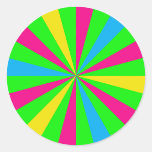 Rond Sticker couleur de néon amusant Sunburst