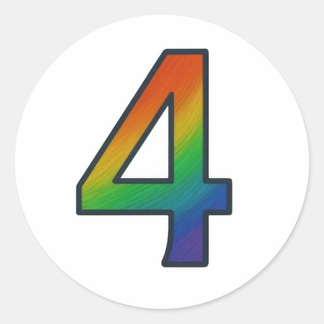 Rond Sticker couleur Numéro quatre (Devant)