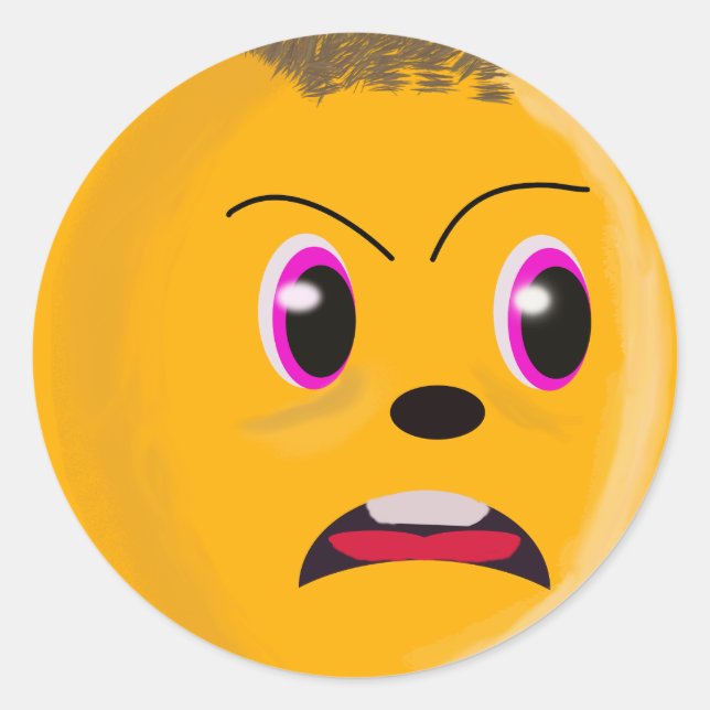 Rond Sticker couleur or face triste (Devant)