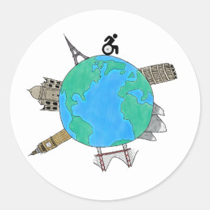 Rond Sticker couleur "Wheelchair Go Places"